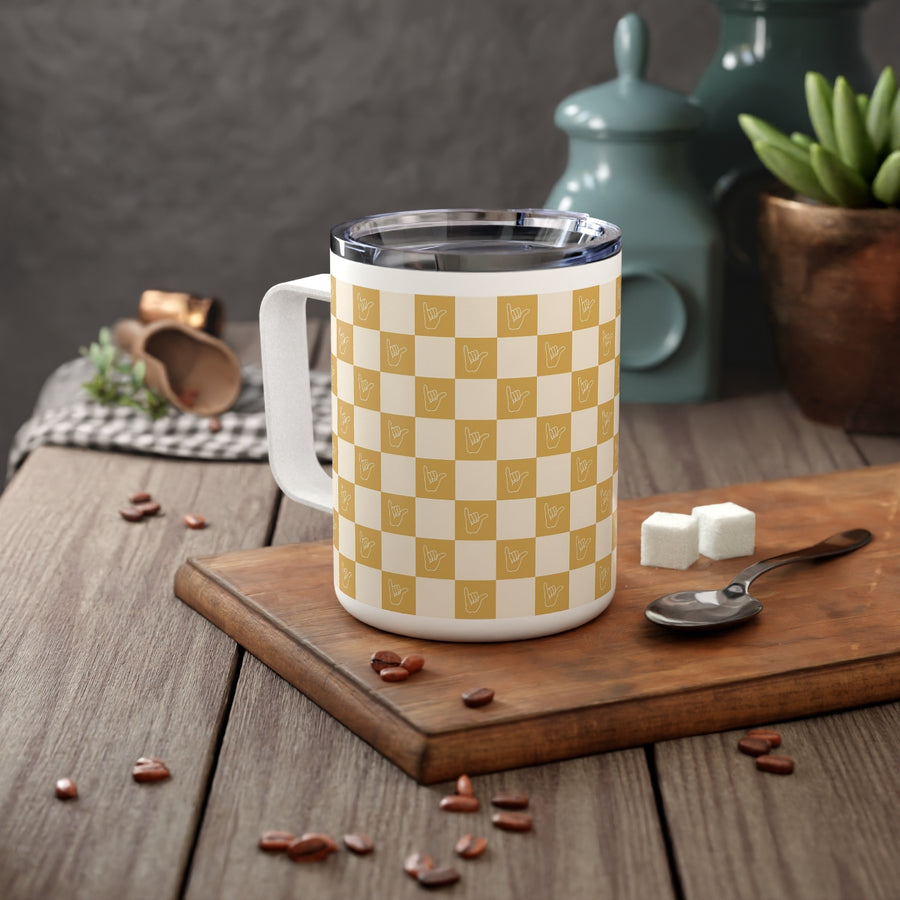 Checkerboard Insulated Coffee Mug, 10oz