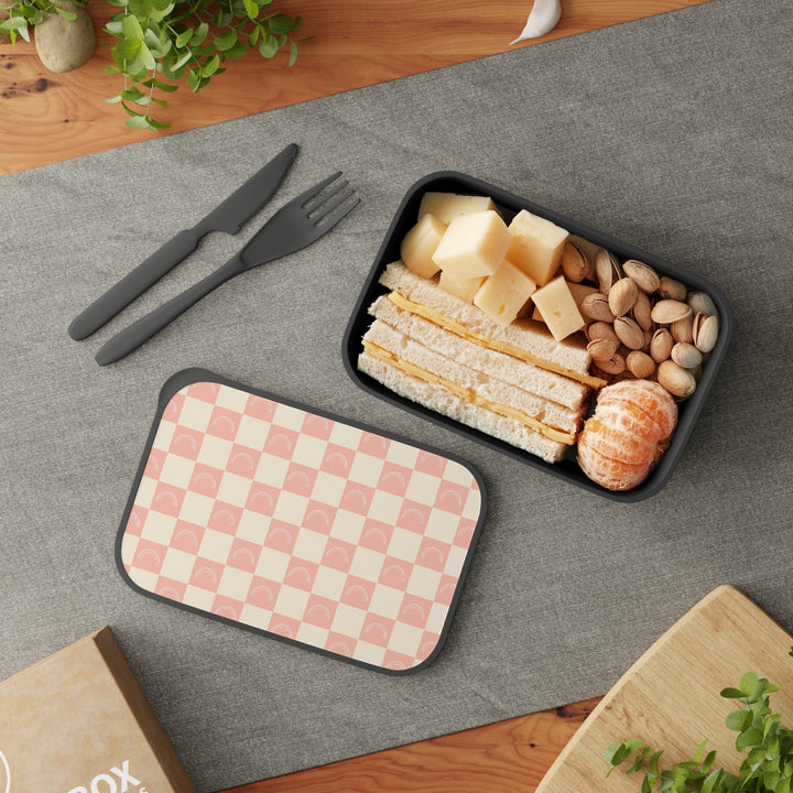 Pink Bento Box with Band and Utensils
