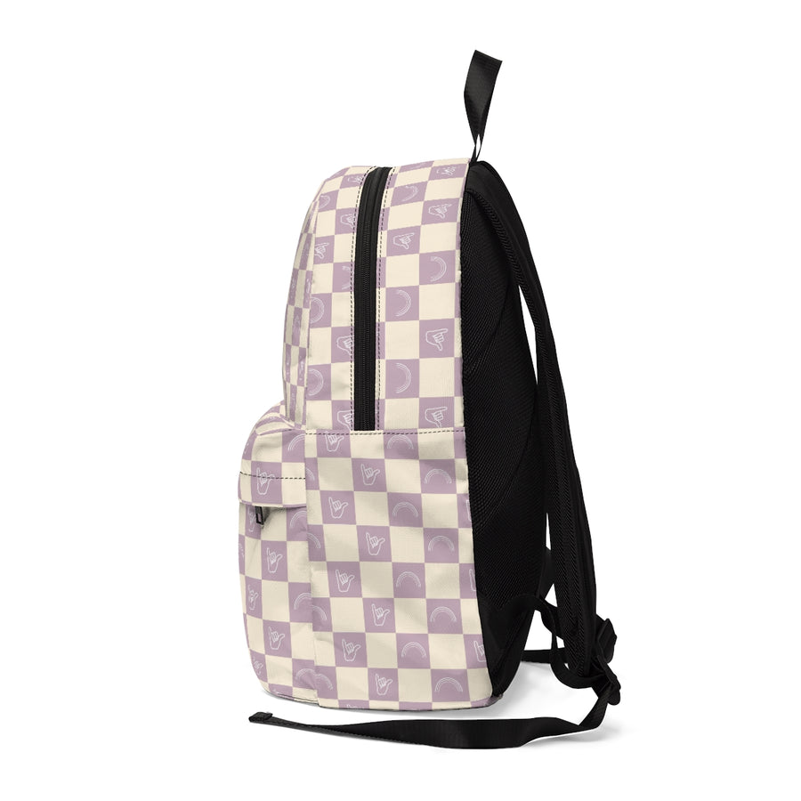 Purple Checkerboard Classic Backpack – Izzy and Luke