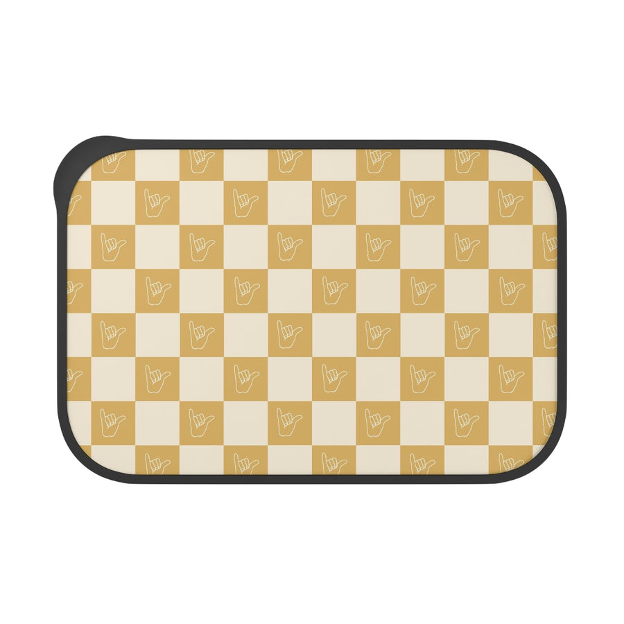 Checkerboard Bento Box with Band and Utensils