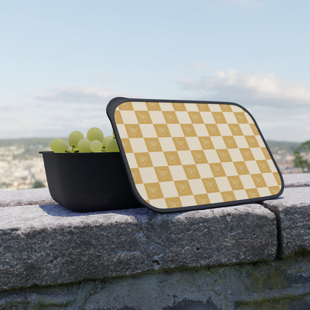 Checkerboard Bento Box with Band and Utensils