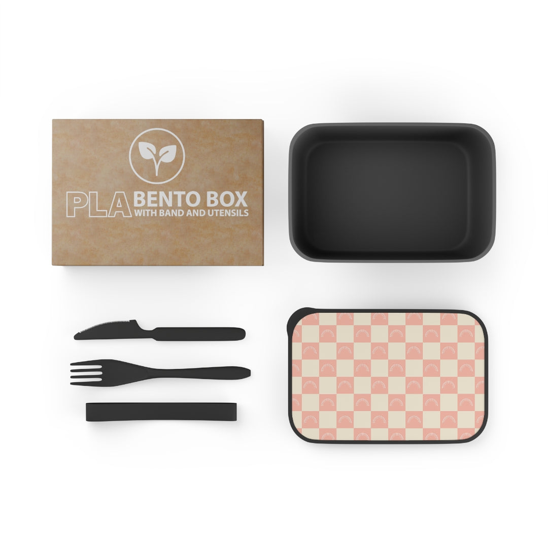 Pink Bento Box with Band and Utensils
